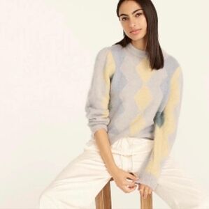 J. Crew Argyle Pattern Sweater - Pastel Blue and Yellow